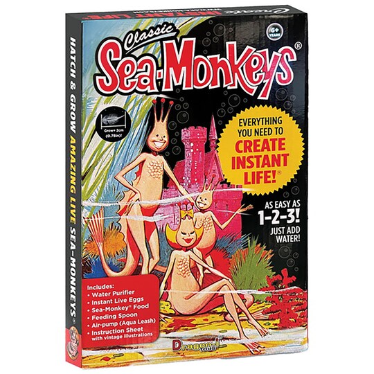 Sea Monkeys; Sea-Monkeys: Retro Instant Life Kit - Tiny Brine Shrimp Growth Set, World's Only Instant Pet, Create Life, Just Add Water, Educational Kit, Kids 6+; Category:Science Kits; Image:1
